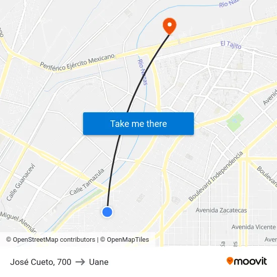 José Cueto, 700 to Uane map