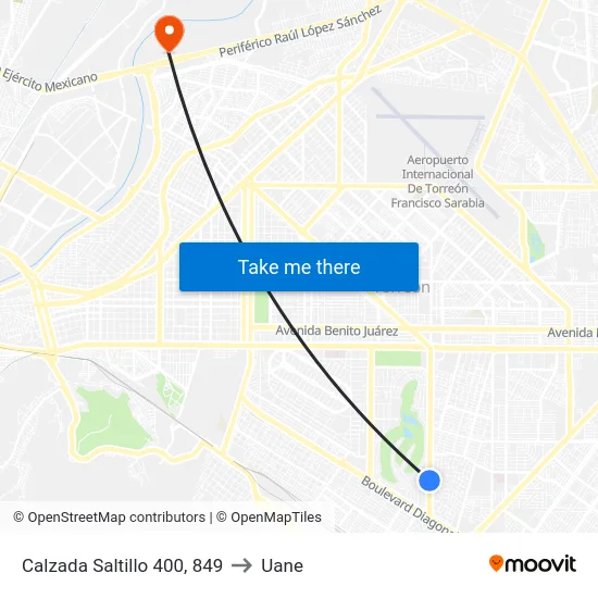 Calzada Saltillo 400, 849 to Uane map