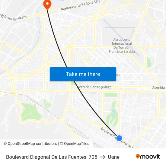 Boulevard Diagonal De Las Fuentes, 705 to Uane map