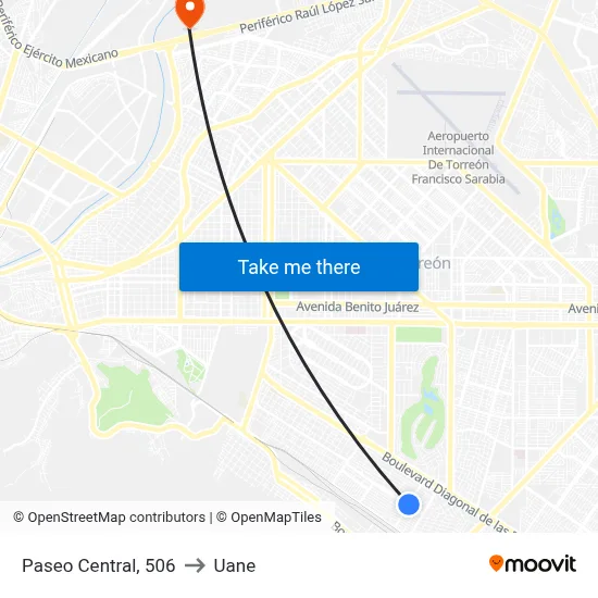 Paseo Central, 506 to Uane map