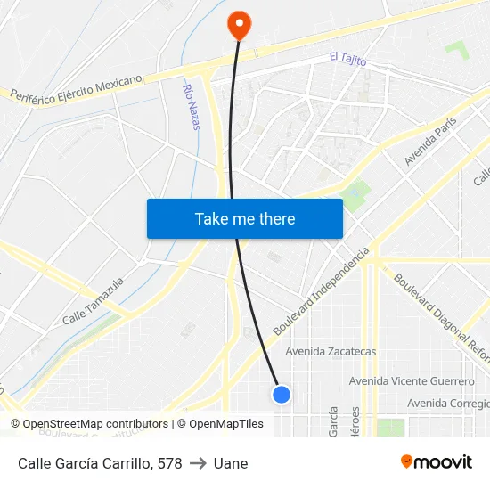 Calle García Carrillo, 578 to Uane map