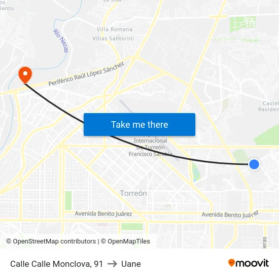 Calle Calle Monclova, 91 to Uane map