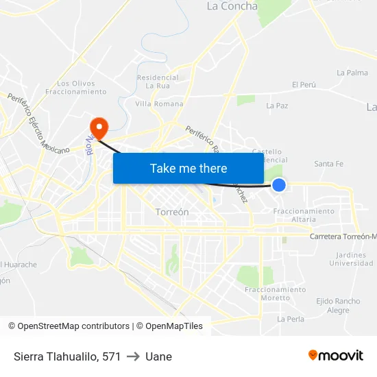 Sierra Tlahualilo, 571 to Uane map