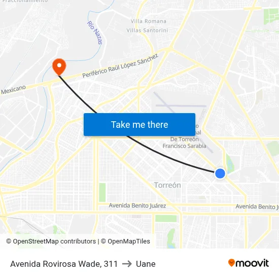 Avenida Rovirosa Wade, 311 to Uane map
