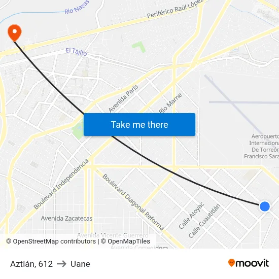 Aztlán, 612 to Uane map