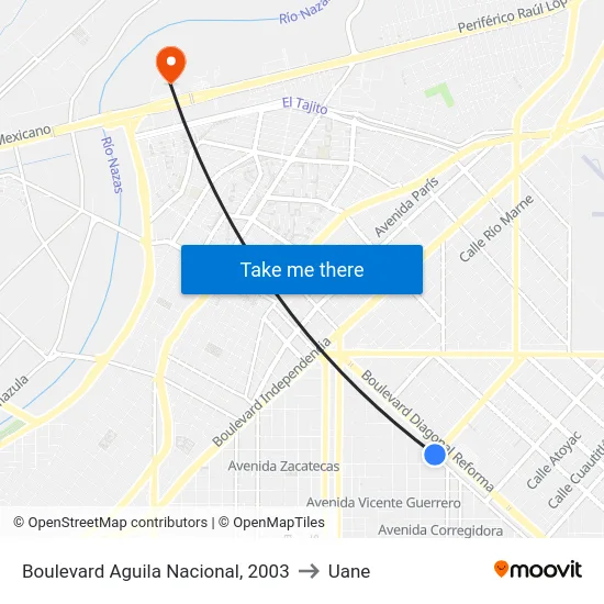 Boulevard Aguila Nacional, 2003 to Uane map