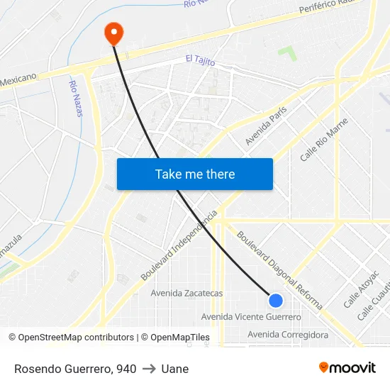 Rosendo Guerrero, 940 to Uane map