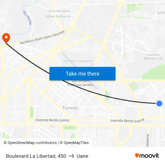 Boulevard La Libertad, 450 to Uane map