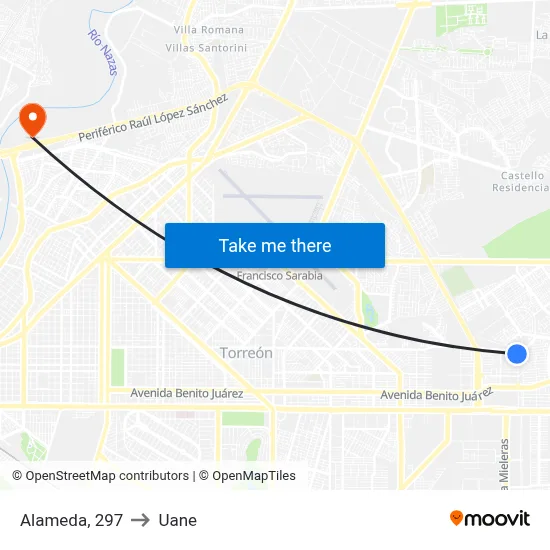 Alameda, 297 to Uane map