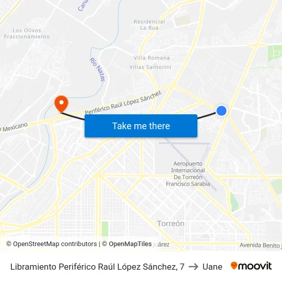 Libramiento Periférico Raúl López Sánchez, 7 to Uane map
