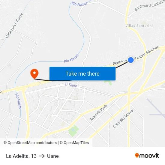 La Adelita, 13 to Uane map