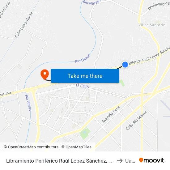 Libramiento Periférico Raúl López Sánchez, 9121 to Uane map