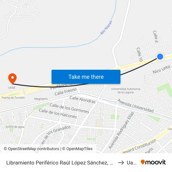 Libramiento Periférico Raúl López Sánchez, 9135 to Uane map