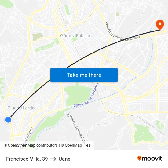 Francisco Villa, 39 to Uane map