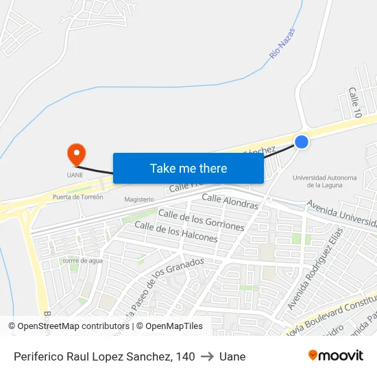 Periferico Raul Lopez Sanchez, 140 to Uane map
