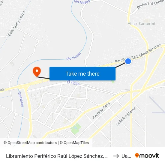 Libramiento Periférico Raúl López Sánchez, 1100 to Uane map