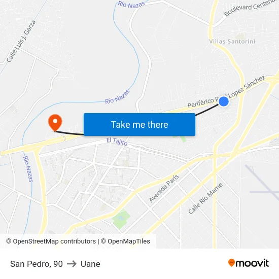 San Pedro, 90 to Uane map