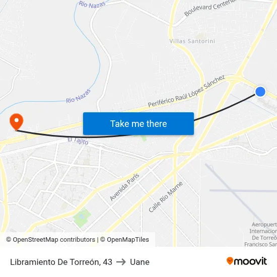 Libramiento De Torreón, 43 to Uane map