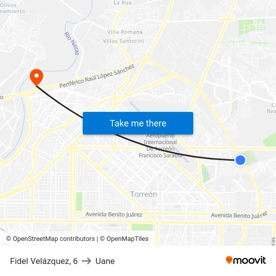 Fidel Velázquez, 6 to Uane map
