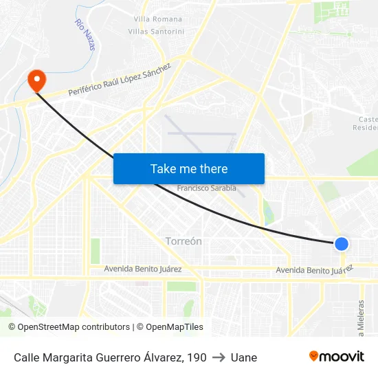 Calle Margarita Guerrero Álvarez, 190 to Uane map