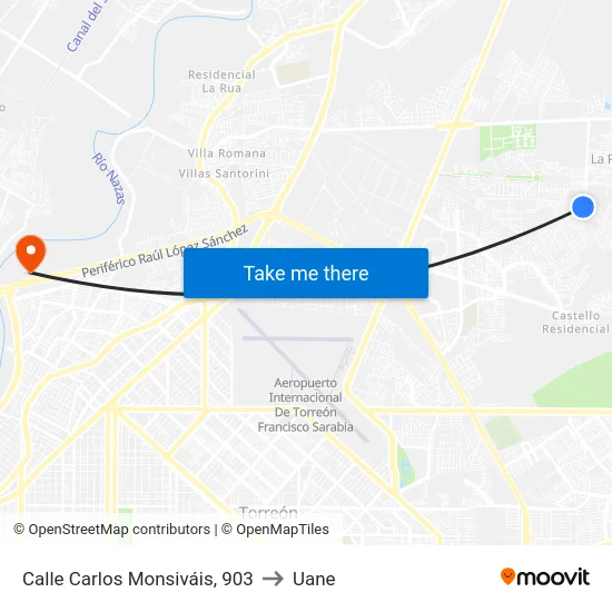 Calle Carlos Monsiváis, 903 to Uane map