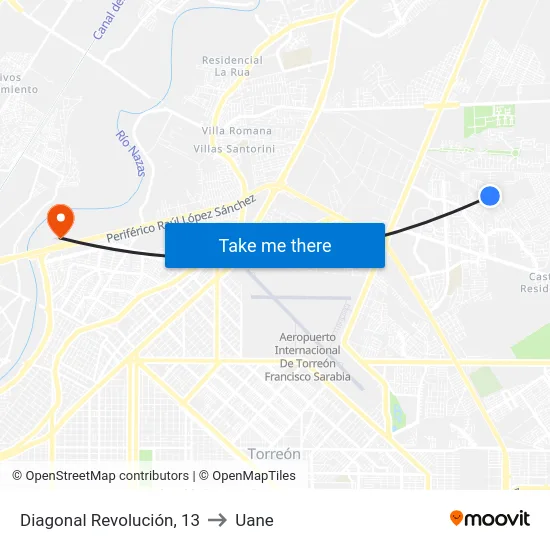 Diagonal Revolución, 13 to Uane map