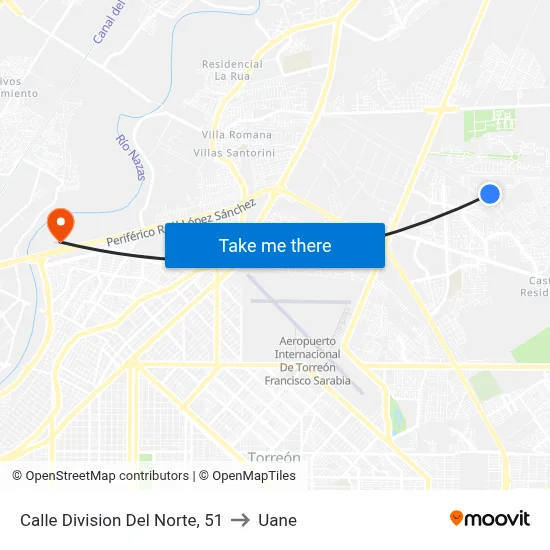 Calle Division Del Norte, 51 to Uane map
