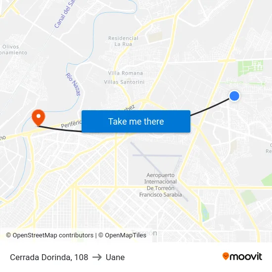 Cerrada Dorinda, 108 to Uane map