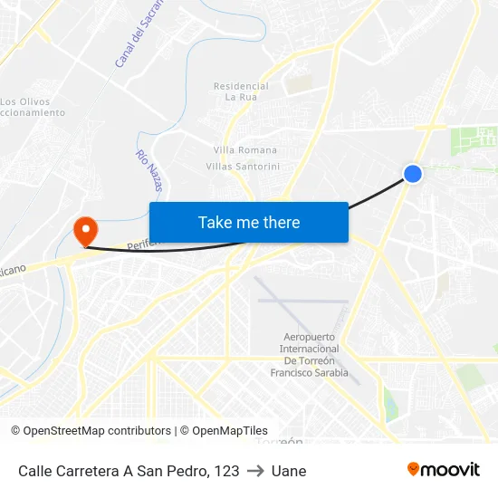 Calle Carretera A San Pedro, 123 to Uane map