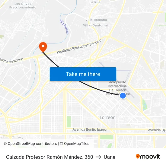 Calzada Profesor Ramón Méndez, 360 to Uane map