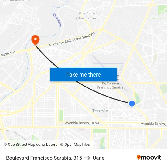 Boulevard Francisco Sarabia, 315 to Uane map
