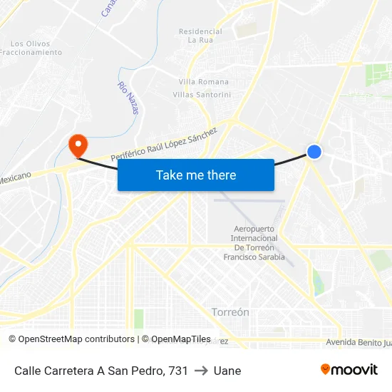 Calle Carretera A San Pedro, 731 to Uane map