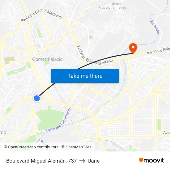 Boulevard Miguel Alemán, 737 to Uane map