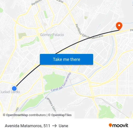 Avenida Matamoros, 511 to Uane map