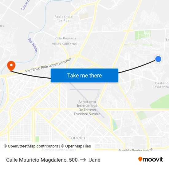 Calle Mauricio Magdaleno, 500 to Uane map