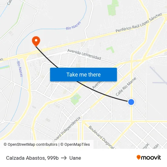 Calzada Abastos, 999b to Uane map