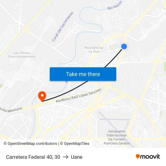 Carretera Federal 40, 30 to Uane map