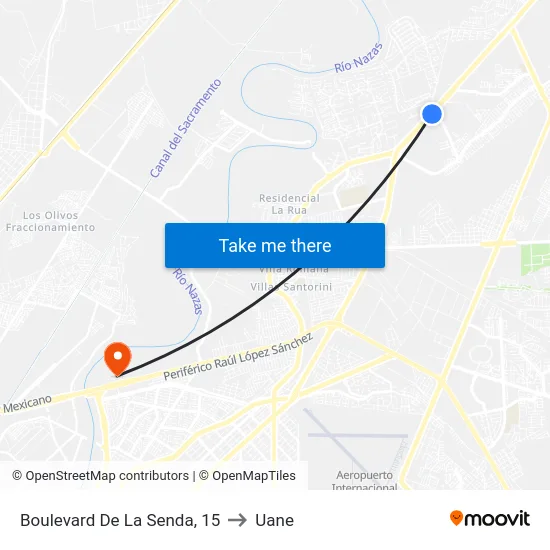 Boulevard De La Senda, 15 to Uane map