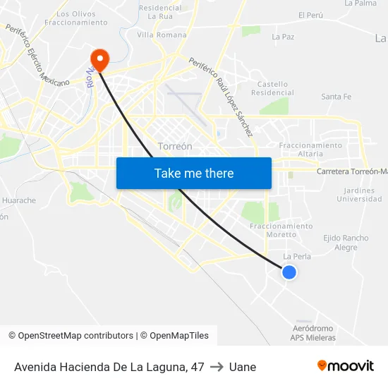 Avenida Hacienda De La Laguna, 47 to Uane map