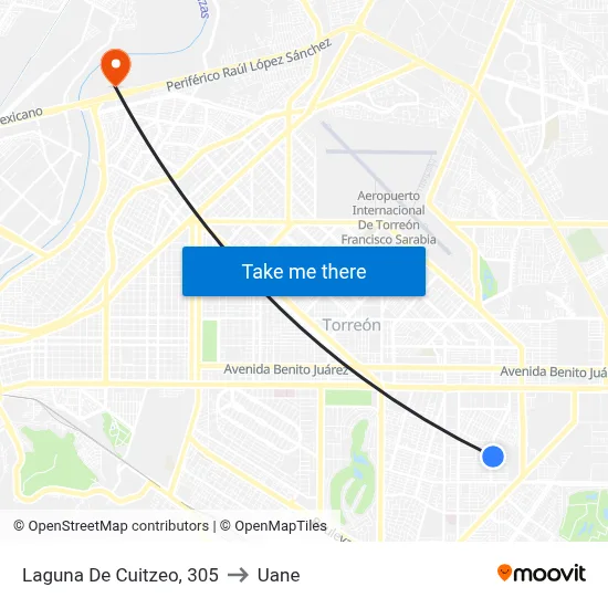 Laguna De Cuitzeo, 305 to Uane map