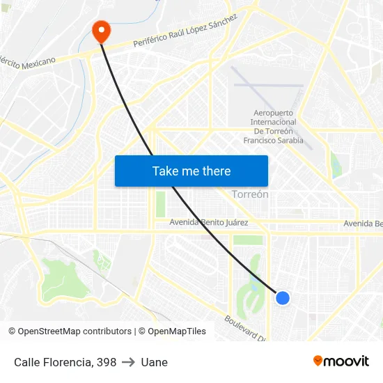 Calle Florencia, 398 to Uane map