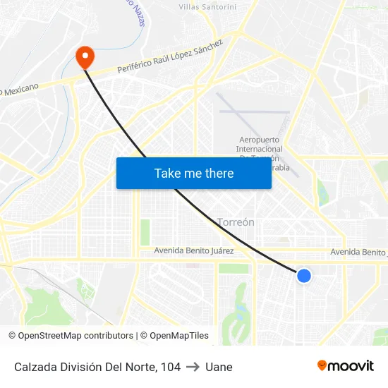 Calzada División Del Norte, 104 to Uane map