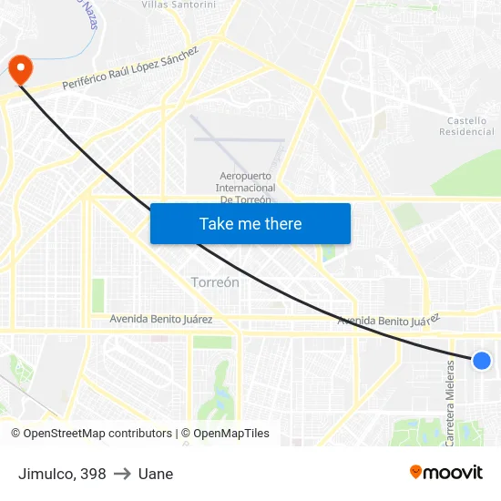 Jimulco, 398 to Uane map