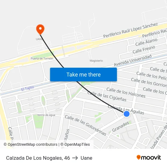 Calzada De Los Nogales, 46 to Uane map