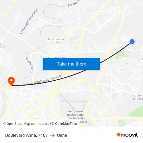 Boulevard Anna, 7407 to Uane map