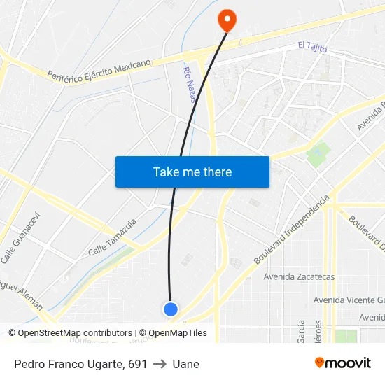 Pedro Franco Ugarte, 691 to Uane map