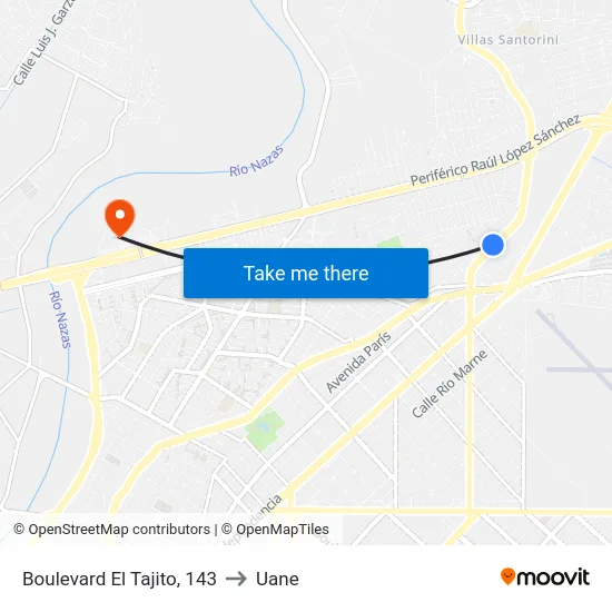 Boulevard El Tajito, 143 to Uane map