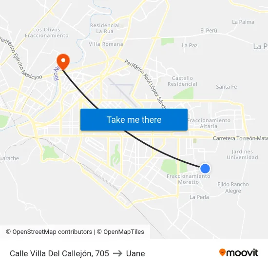 Calle Villa Del Callejón, 705 to Uane map