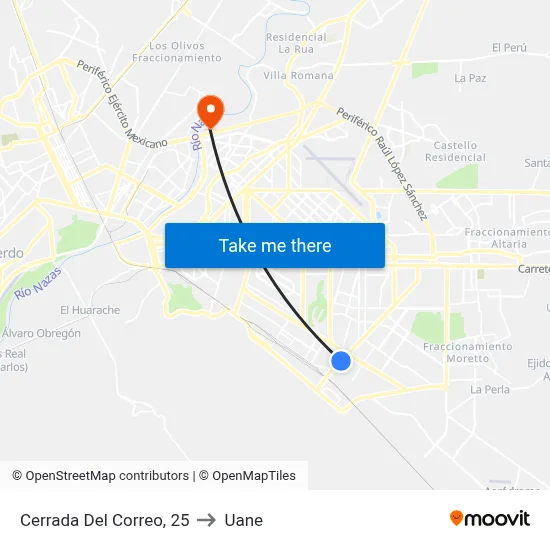 Cerrada Del Correo, 25 to Uane map