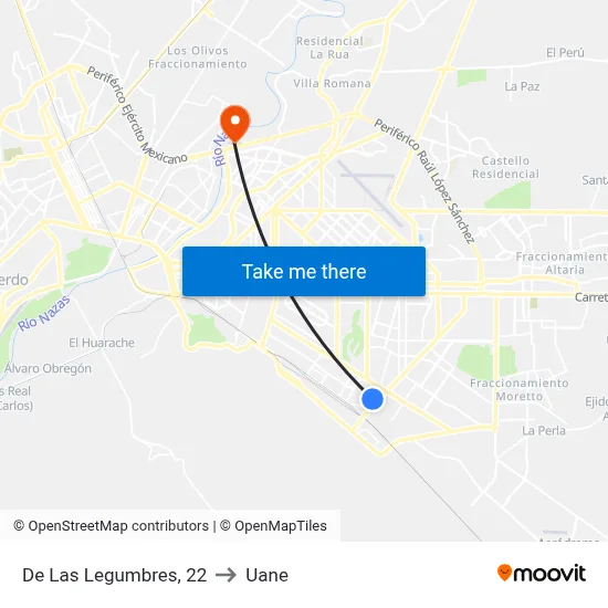 De Las Legumbres, 22 to Uane map